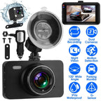 1080P Dual Dash Cam 3" Screen with Front and Rear Camera G-Sensor Motion Night Vision Loop Recording