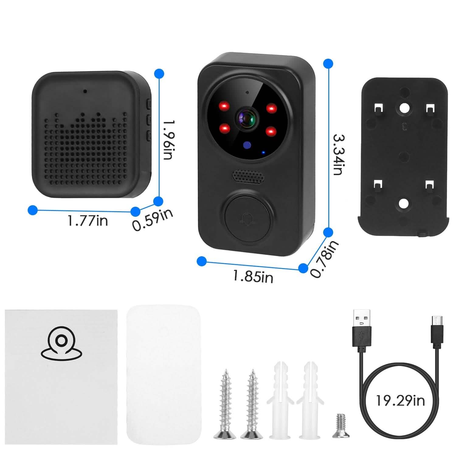 1080P WiFi Security Doorbell Camera 2-Way Audio Free Cloud Storage