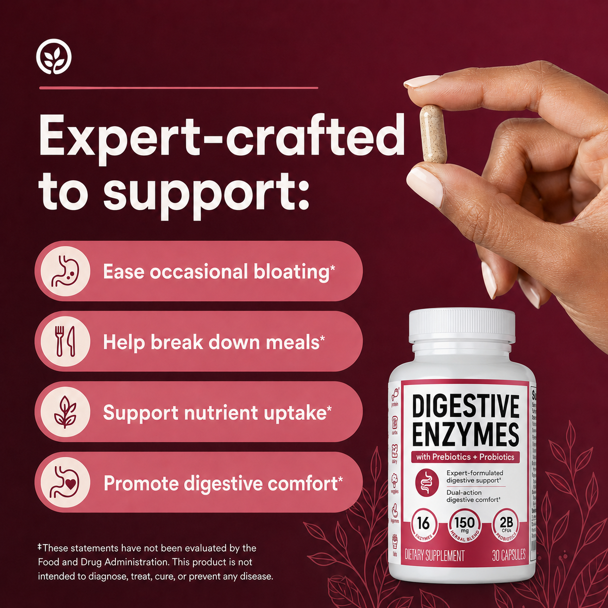 Digestive Enzyme Complex with Prebiotics & Probiotics – Daily Mealtime Comfort Support