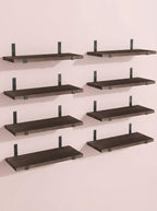 Rustic Wood Floating Wall Shelves with Metal Brackets