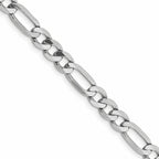 10K Solid White Gold Figaro Chain Necklace