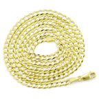 10K Solid Yellow Gold 4mm Cuban Curb Chain Link Necklace Lobster Clasp