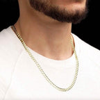 10K Solid Yellow Gold 4mm Cuban Curb Chain Link Necklace Lobster Clasp