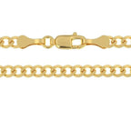 10K Solid Yellow Gold 4mm Cuban Curb Chain Link Necklace Lobster Clasp