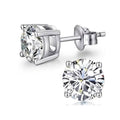 10K White Gold 1/2 Ct Round Created White Sapphire Stud Earrings