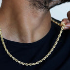 10K Yellow Gold 6MM Diamond Cut Rope Chain Necklace