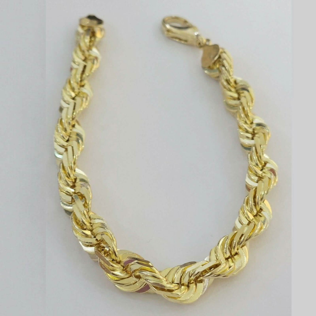 10k Yellow Gold Mens 6mm Diamond Cut Rope Genuine Italian Chain Link Bracelet 8"