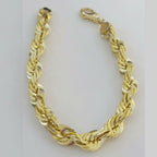 10k Yellow Gold Mens 6mm Diamond Cut Rope Genuine Italian Chain Link Bracelet 8"