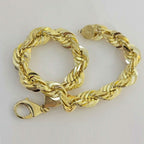 10k Yellow Gold Mens 6mm Diamond Cut Rope Genuine Italian Chain Link Bracelet 8"