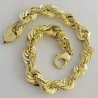 10k Yellow Gold Mens 6mm Diamond Cut Rope Genuine Italian Chain Link Bracelet 8"