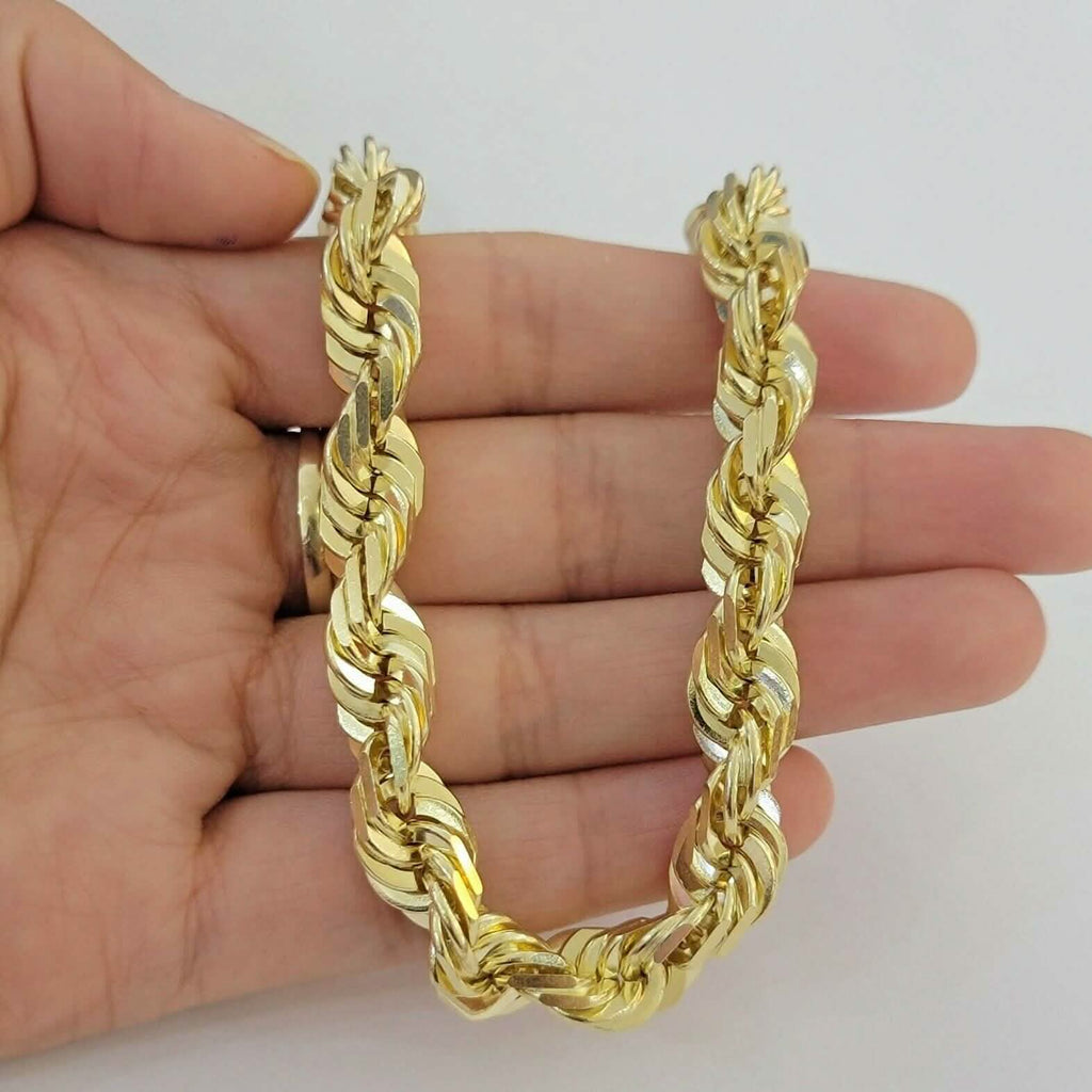 10k Yellow Gold Mens 6mm Diamond Cut Rope Genuine Italian Chain Link Bracelet 8"