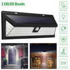 118 LEDs Solar Wall Light Outdoor Motion Sensor Lamp