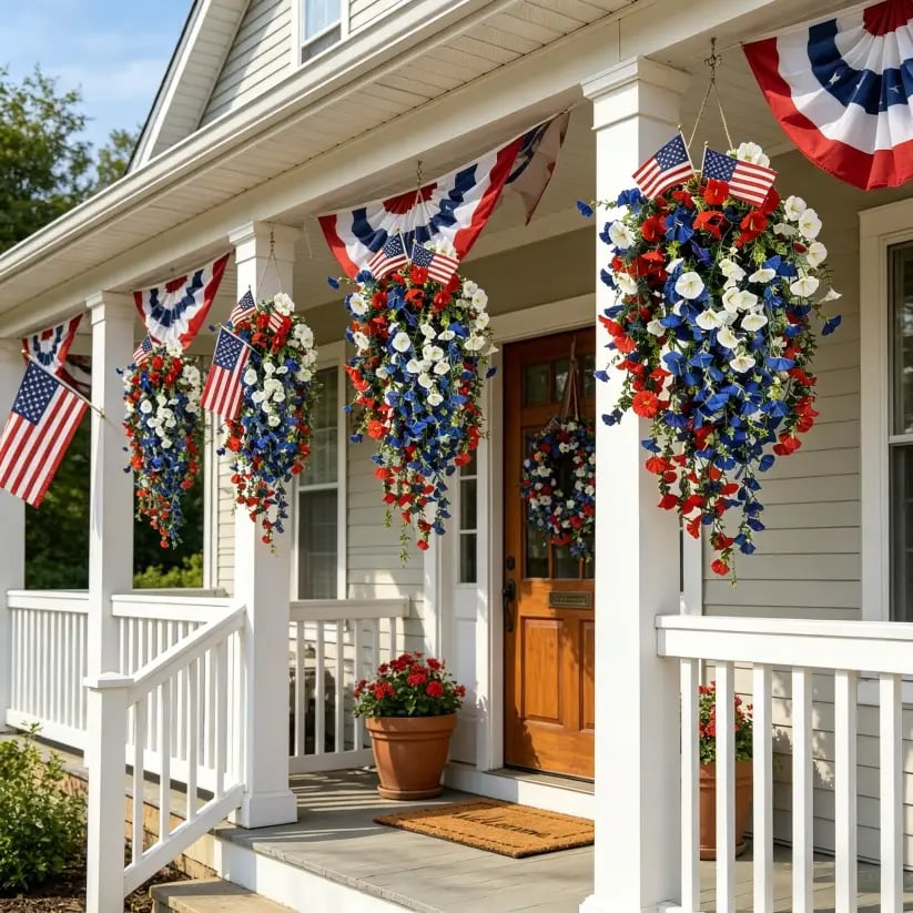Patriotic Style Hanging Bouquet Ornament for USA 250th Anniversary Festival Decor