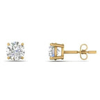 1/2 Ct TW Real Natural Round-Cut Diamond Solitaire 14K Gold Stud Earrings