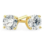 1/2 Ct TW Real Natural Round-Cut Diamond Solitaire 14K Gold Stud Earrings