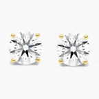 1/2 Ct TW Real Natural Round-Cut Diamond Solitaire 14K Gold Stud Earrings
