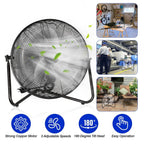 12" Floor Fan Copper Motor High-Velocity with 3 Adjustable Speeds