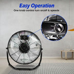 12" Floor Fan Copper Motor High-Velocity with 3 Adjustable Speeds