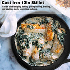 12 Inch Pre-Seasoned Cast Iron Skillet Oven Safe Cookware