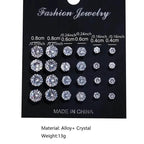 12-Pairs: Fashion Stainless Steel Stud Earrings