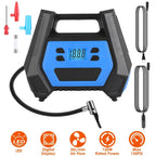 120W Max Power Portable Tire Pump with Digital Display LED Light