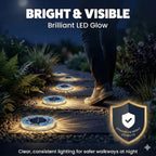 Mosaic Solar Disk Lights, Waterproof LED Outdoor In‑Ground Tabletop Lighting