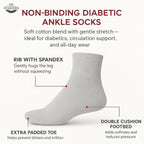 Cotton Non-Binding Diabetic & Circulatory Quarter Socks (12-Pairs)