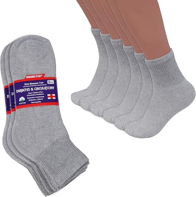 Cotton Non-Binding Diabetic & Circulatory Quarter Socks (12-Pairs)