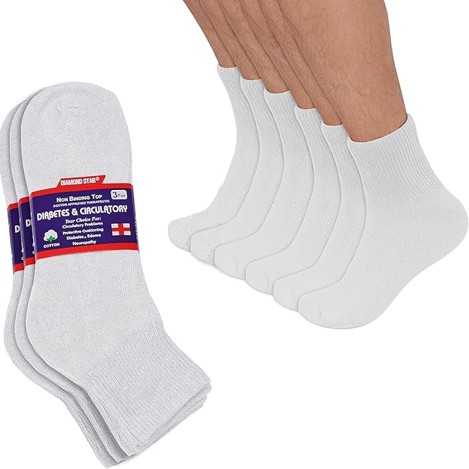 Cotton Non-Binding Diabetic & Circulatory Quarter Socks (12-Pairs)