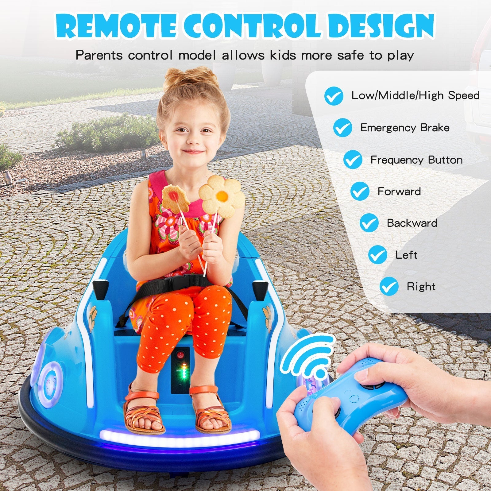 12V Electric Ride On Car with Remote Control and Flashing LED Lights