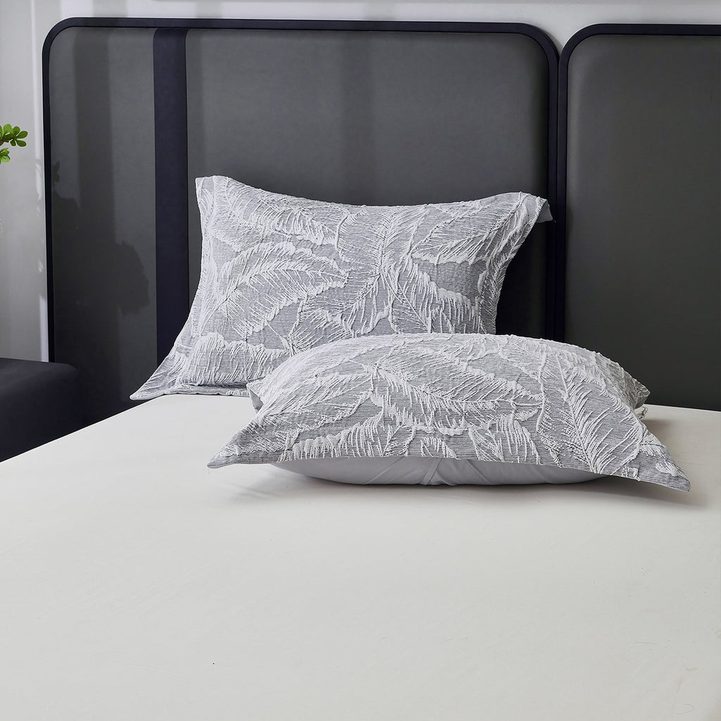 7 Piece Gray Chenille Jacquard Comforter Set