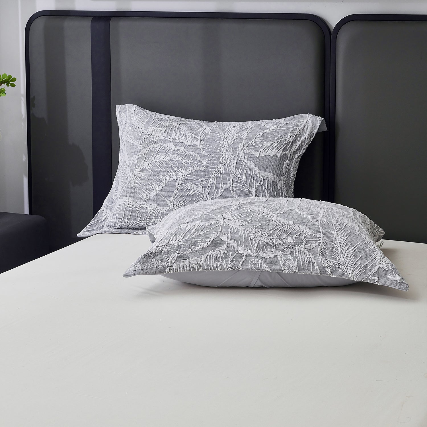 7 Piece Gray Chenille Jacquard Comforter Set