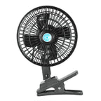 12V Car Fan Oscillating Clip on Cooling Fan with 2 Speeds 120° Rotation