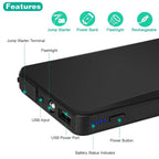 12V Car Jumper Starter 300A Peak 20000 mAh Battery Charger