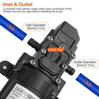 12V Water Pump with 2 Hose Clamps 123PSI Self Priming Sprayer Pump