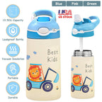 13.50oz. Insulated Stainless Steel Water Bottle Leak-proof with Straw Push Button Lock Switch