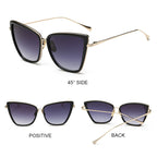 Big Cat Eye Sunglasses Women Black Mirror Sun Glasses