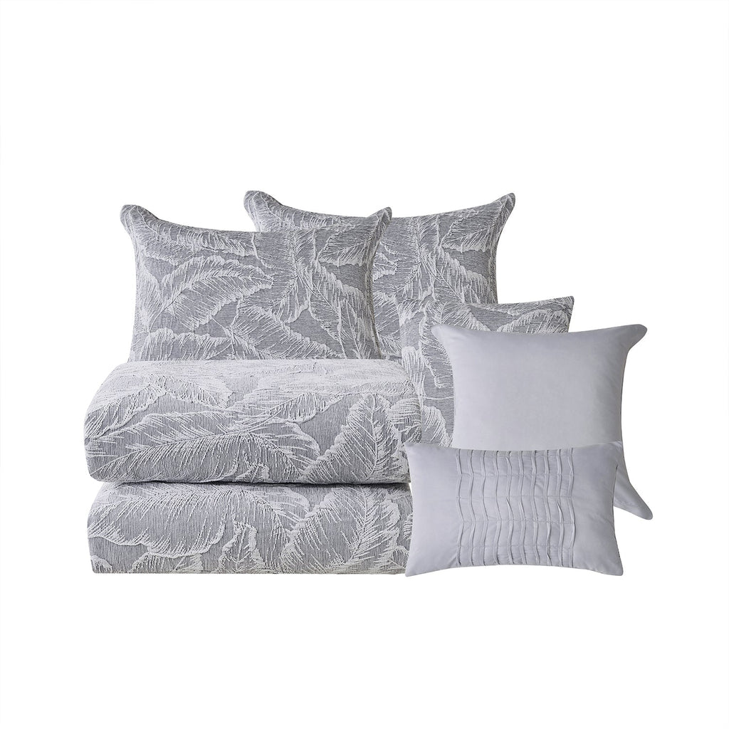 7 Piece Gray Chenille Jacquard Comforter Set