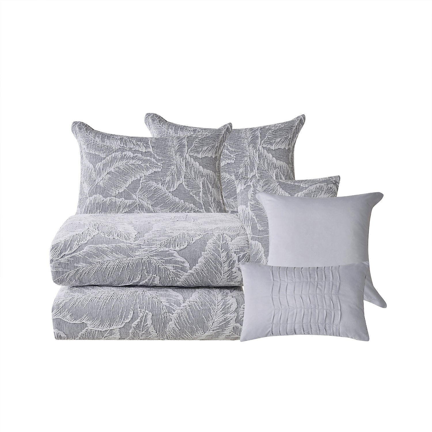 7 Piece Gray Chenille Jacquard Comforter Set