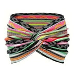 Printed Cross Yoga Headband, Print Hair Band Wide Elastic Hair Band, Twist Knot Headbands