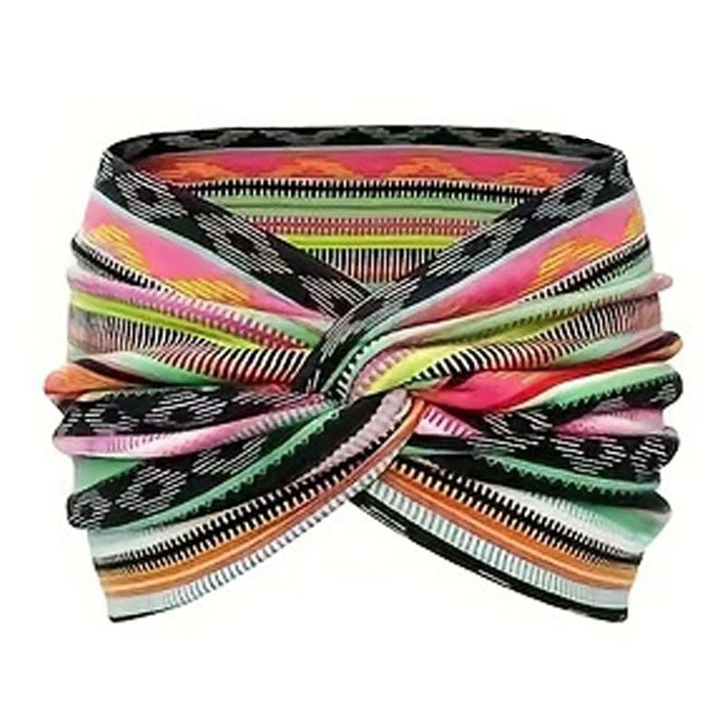 Printed Cross Yoga Headband, Print Hair Band Wide Elastic Hair Band, Twist Knot Headbands
