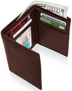 Genuine Leather Trifold Wallet – ID Window, RFID Blocking