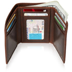 Genuine Leather Trifold Wallet – ID Window, RFID Blocking