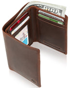 Genuine Leather Trifold Wallet – ID Window, RFID Blocking