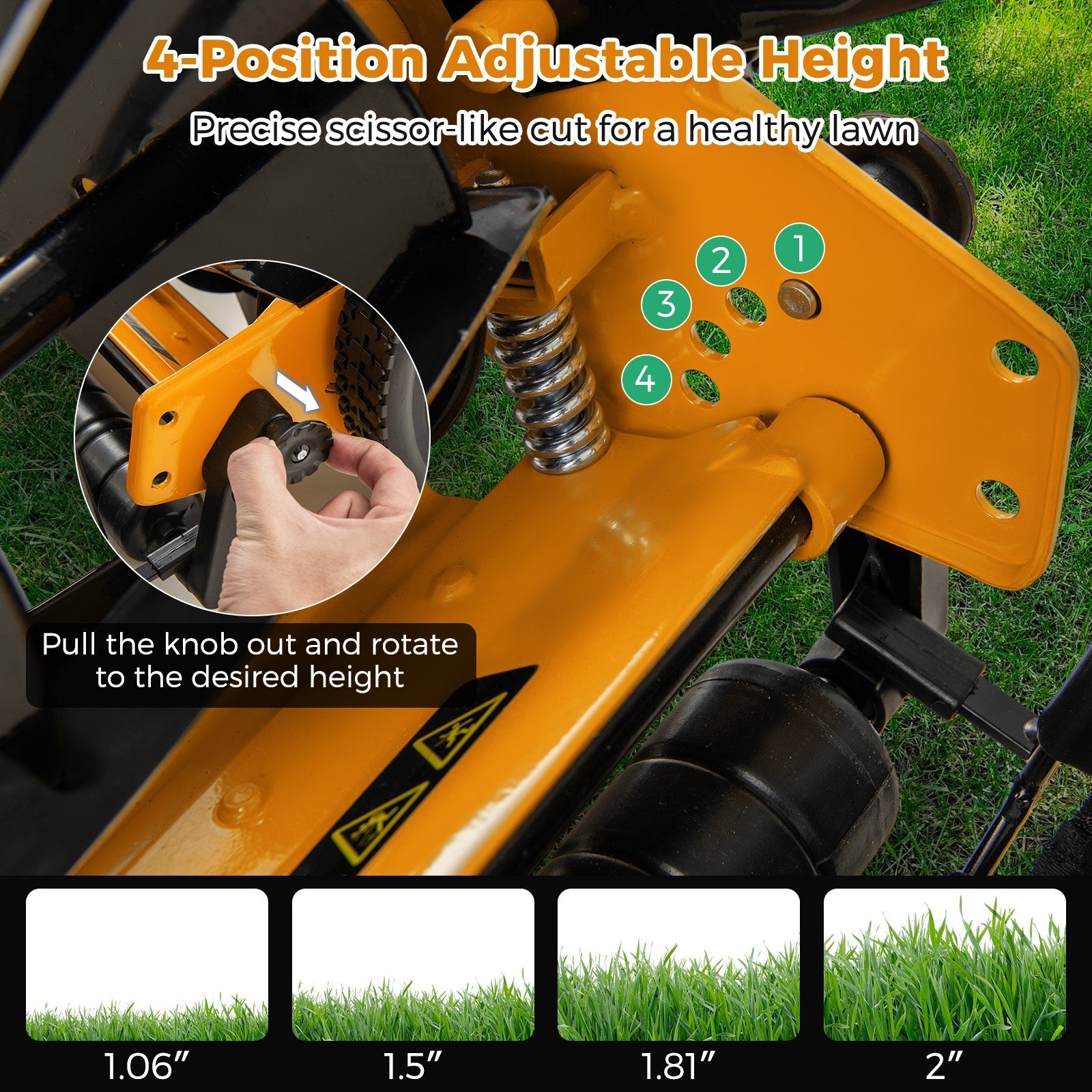 14 Inch Push Lawn Mower with 5 Steel Blades and Grass Catcher Bag