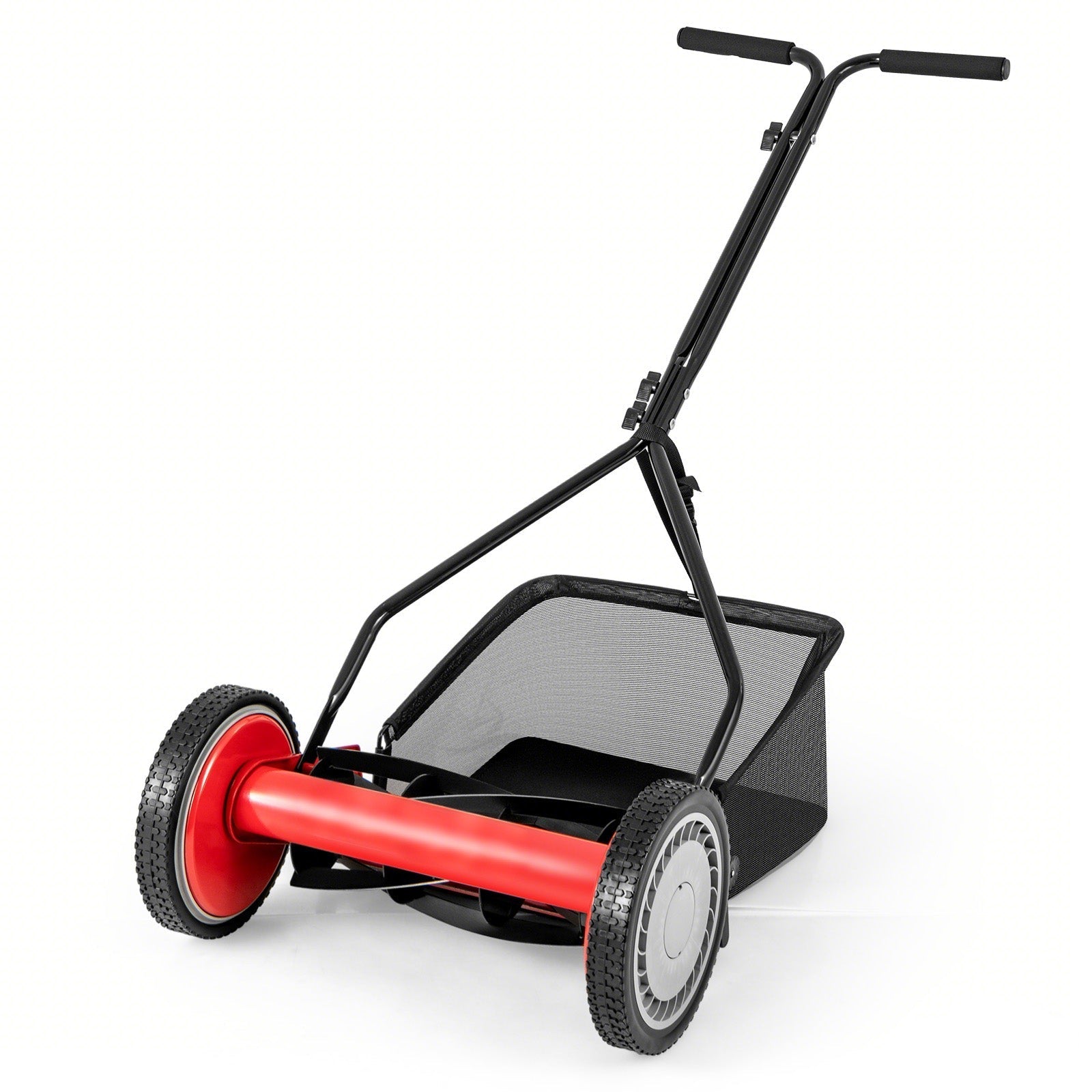 14 Inch Push Lawn Mower with 5 Steel Blades and Grass Catcher Bag