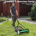 14 Inch Push Lawn Mower with 5 Steel Blades and Grass Catcher Bag