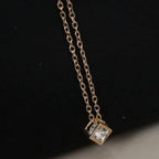 14K Gold Love Cube Three-Dimensional Diamond Shape Necklace Cz Pendant