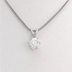 14K White Gold 1Ct Round European Cut Solitaire Diamond Pendant Necklace