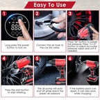 150 PSI 12V Portable Cordless Tire Pump 6000mAh Rechargeable with LED Light